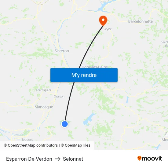 Esparron-De-Verdon to Selonnet map