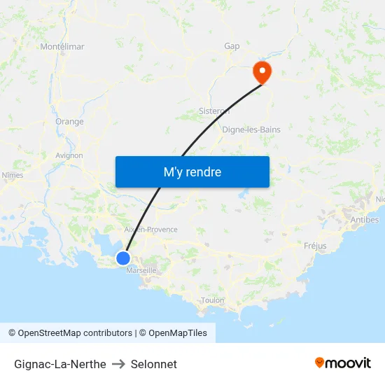 Gignac-La-Nerthe to Selonnet map