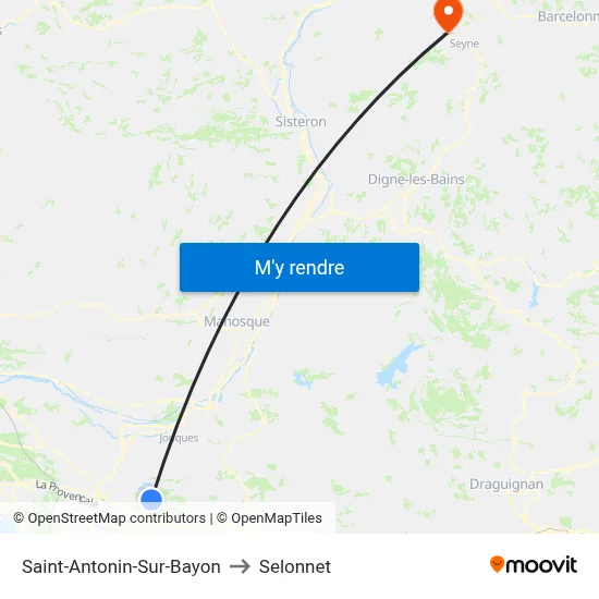 Saint-Antonin-Sur-Bayon to Selonnet map