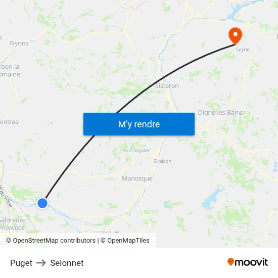 Puget to Selonnet map
