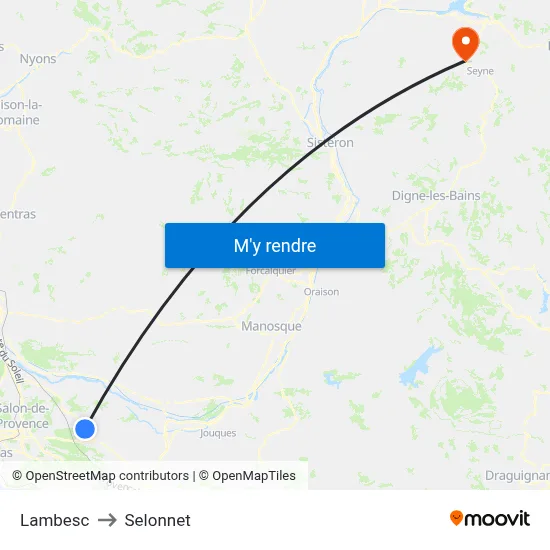 Lambesc to Selonnet map