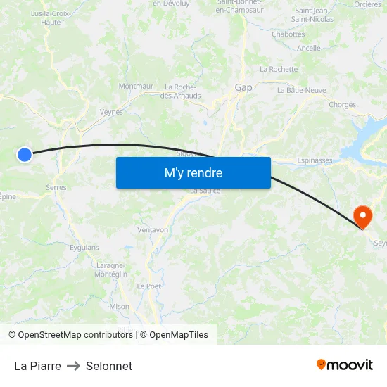 La Piarre to Selonnet map