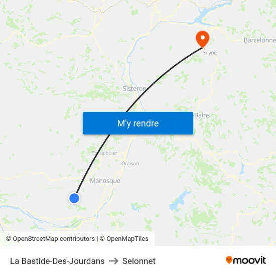 La Bastide-Des-Jourdans to Selonnet map