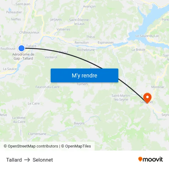 Tallard to Selonnet map