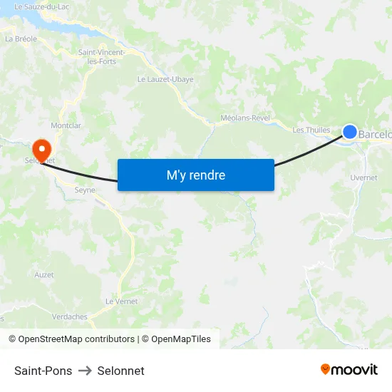 Saint-Pons to Selonnet map