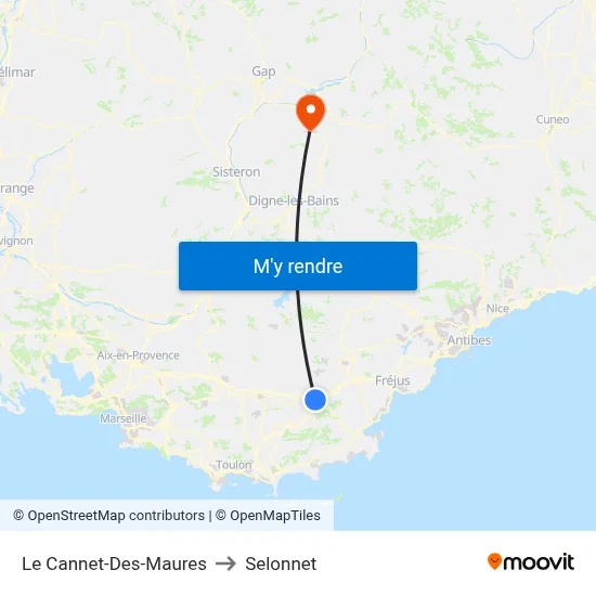 Le Cannet-Des-Maures to Selonnet map