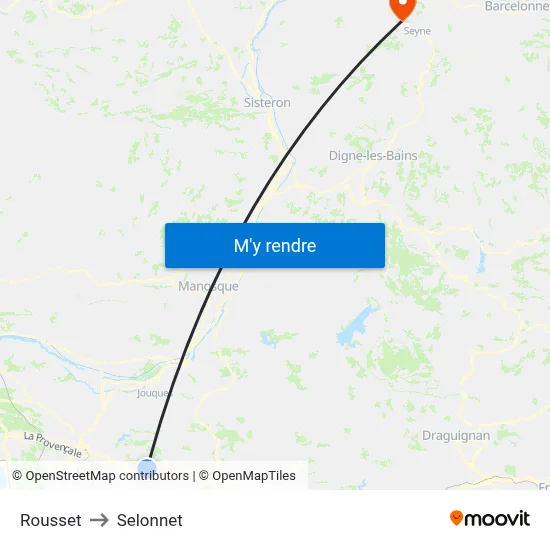 Rousset to Selonnet map