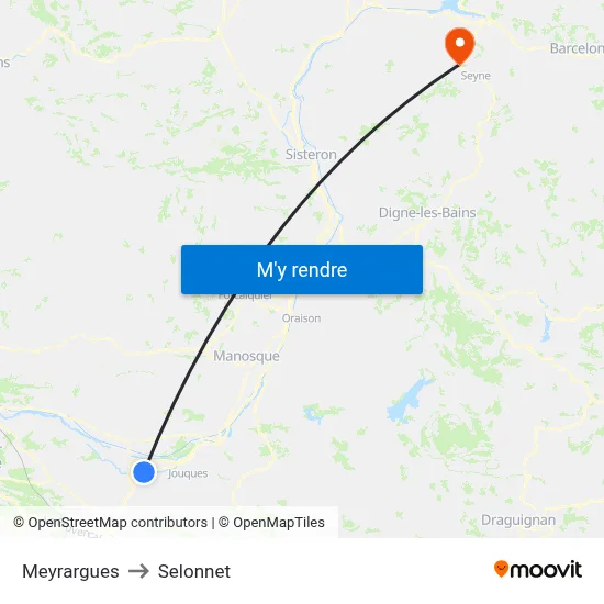 Meyrargues to Selonnet map
