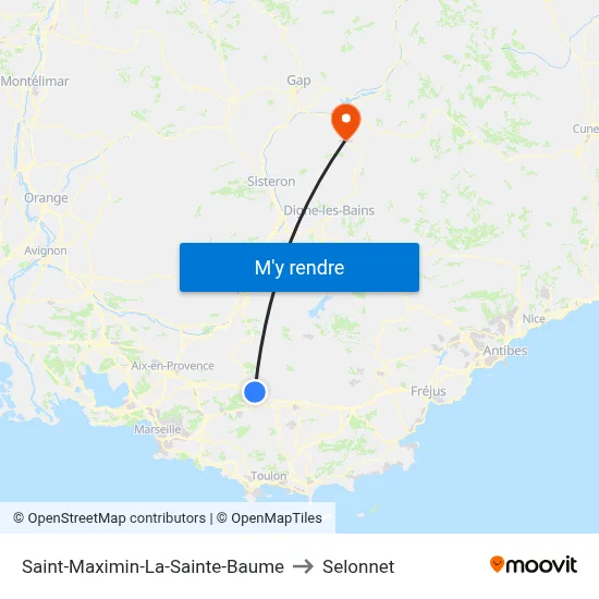 Saint-Maximin-La-Sainte-Baume to Selonnet map