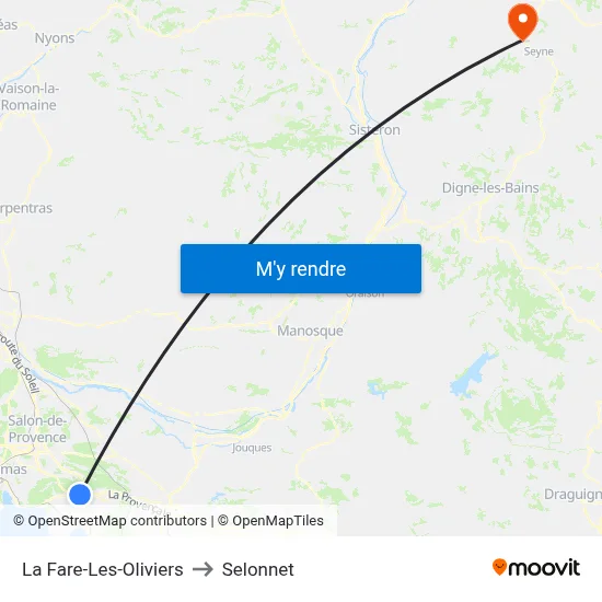 La Fare-Les-Oliviers to Selonnet map