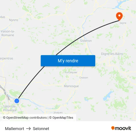 Mallemort to Selonnet map
