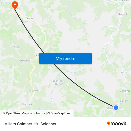 Villars-Colmars to Selonnet map