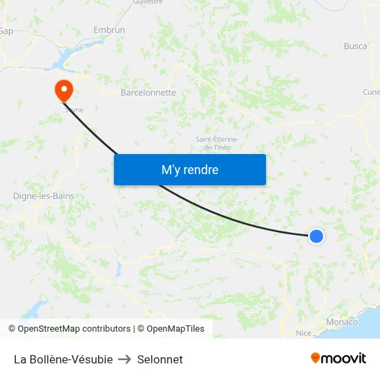 La Bollène-Vésubie to Selonnet map