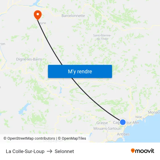 La Colle-Sur-Loup to Selonnet map