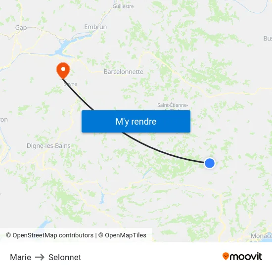 Marie to Selonnet map