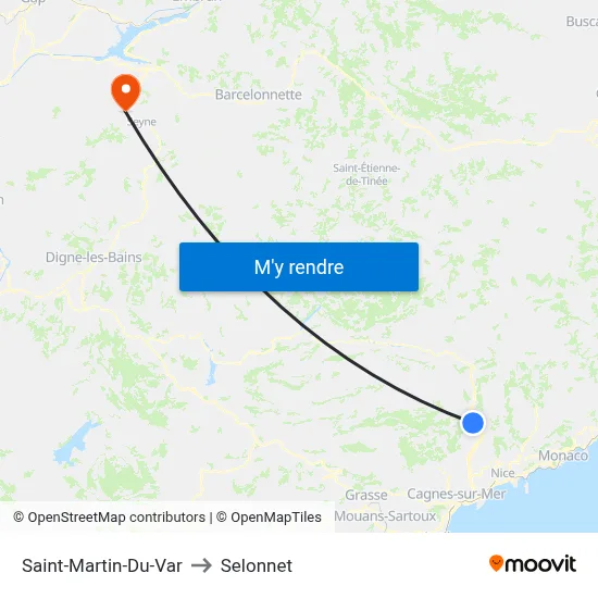 Saint-Martin-Du-Var to Selonnet map