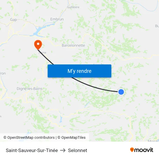 Saint-Sauveur-Sur-Tinée to Selonnet map