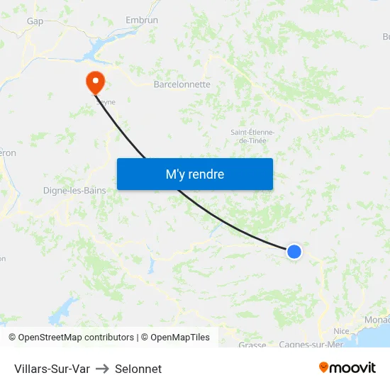 Villars-Sur-Var to Selonnet map