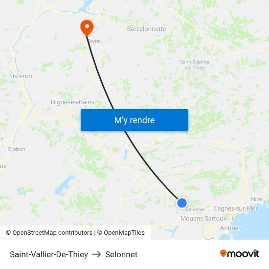Saint-Vallier-De-Thiey to Selonnet map