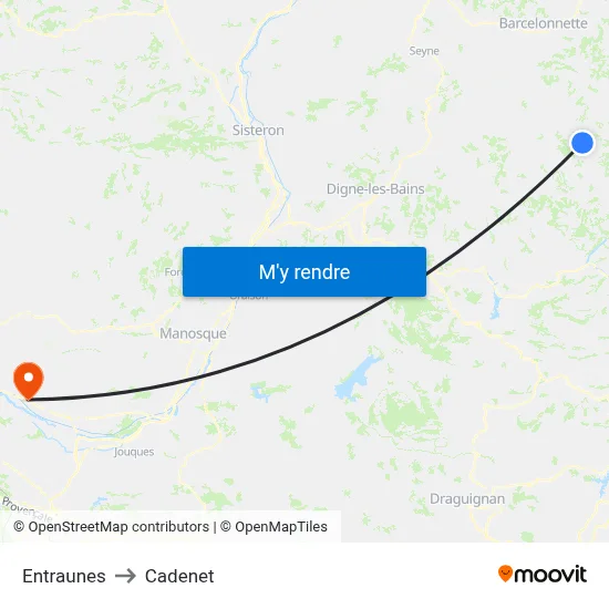 Entraunes to Cadenet map