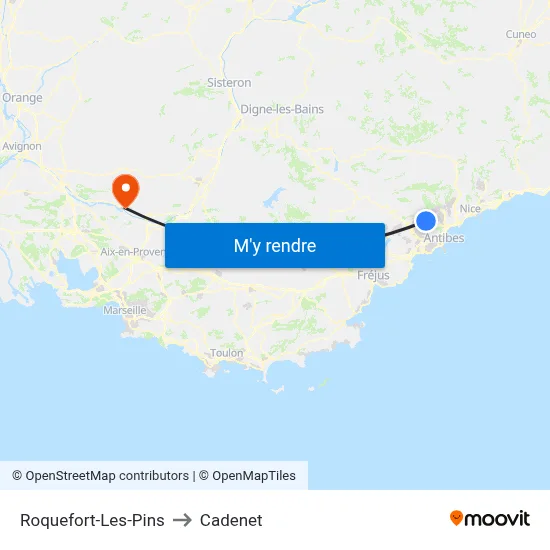 Roquefort-Les-Pins to Cadenet map