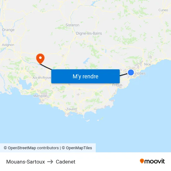 Mouans-Sartoux to Cadenet map