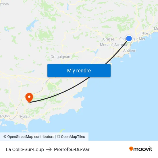 La Colle-Sur-Loup to Pierrefeu-Du-Var map
