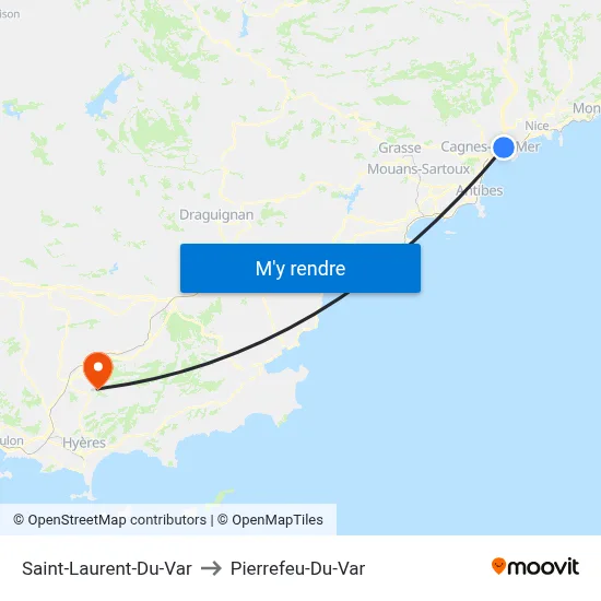 Saint-Laurent-Du-Var to Pierrefeu-Du-Var map