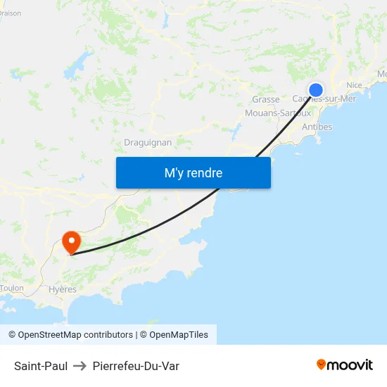 Saint-Paul to Pierrefeu-Du-Var map