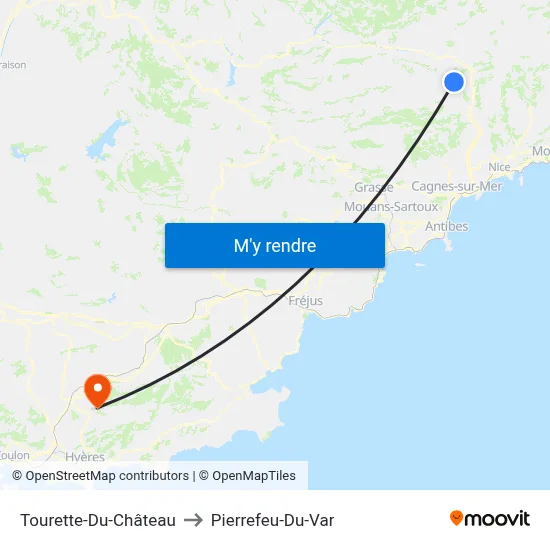 Tourette-Du-Château to Pierrefeu-Du-Var map