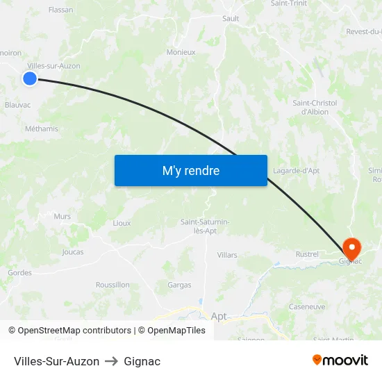 Villes-Sur-Auzon to Gignac map