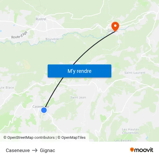 Caseneuve to Gignac map