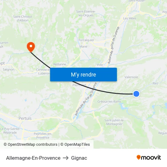 Allemagne-En-Provence to Gignac map