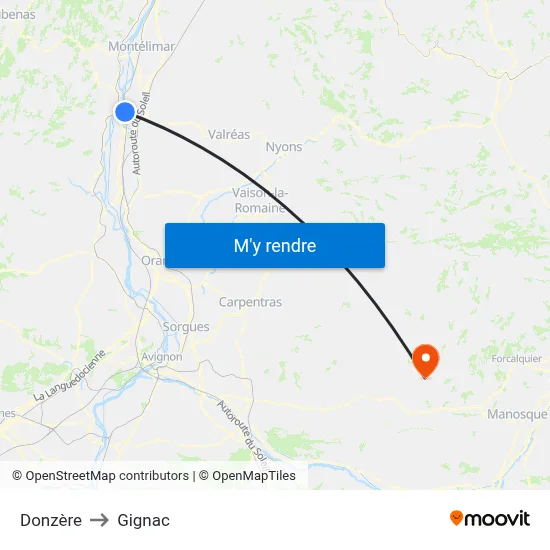 Donzère to Gignac map