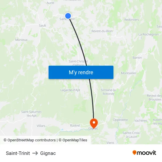 Saint-Trinit to Gignac map