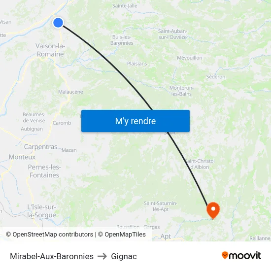 Mirabel-Aux-Baronnies to Gignac map