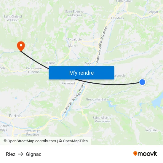 Riez to Gignac map