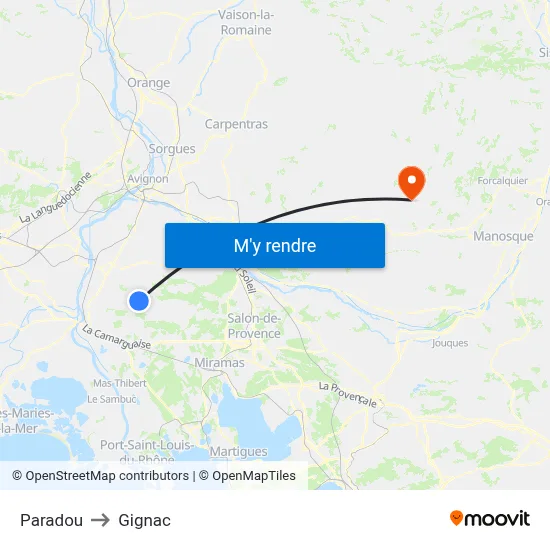 Paradou to Gignac map