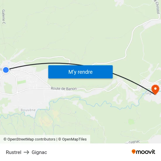Rustrel to Gignac map