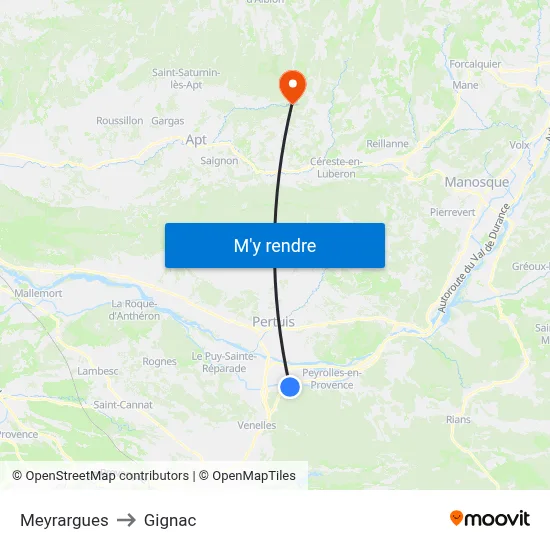 Meyrargues to Gignac map