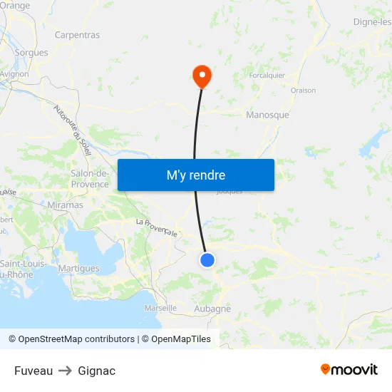 Fuveau to Gignac map