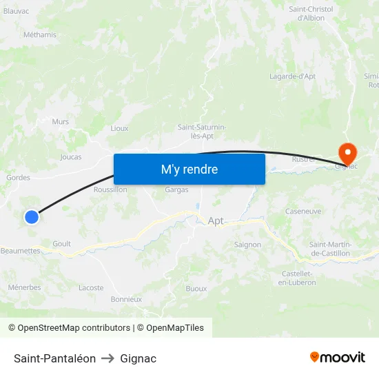 Saint-Pantaléon to Gignac map