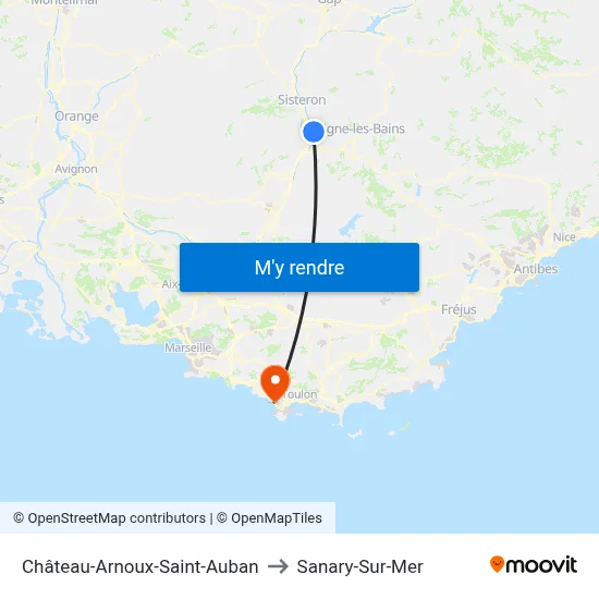 Château-Arnoux-Saint-Auban to Sanary-Sur-Mer map