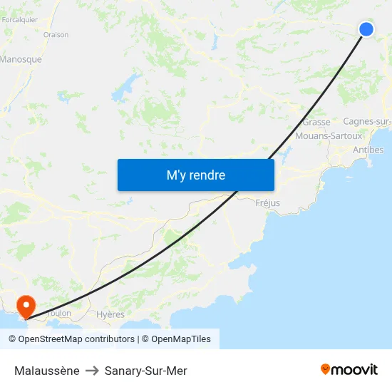 Malaussène to Sanary-Sur-Mer map