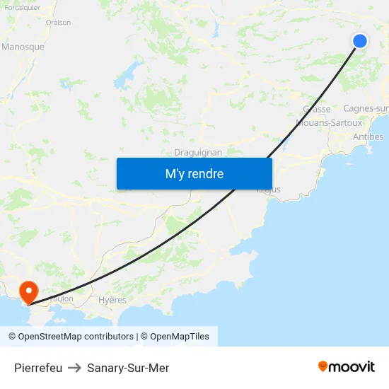Pierrefeu to Sanary-Sur-Mer map