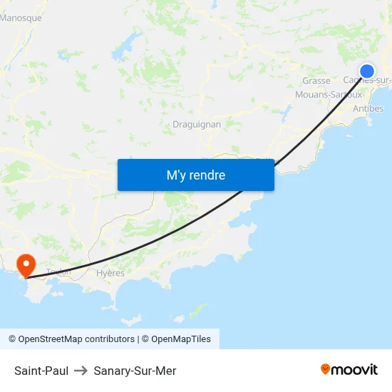 Saint-Paul to Sanary-Sur-Mer map