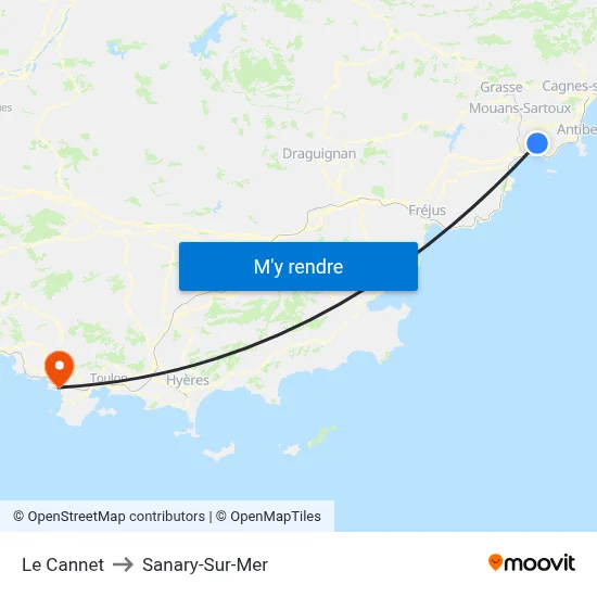 Le Cannet to Sanary-Sur-Mer map