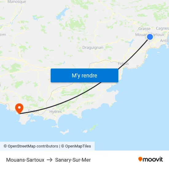 Mouans-Sartoux to Sanary-Sur-Mer map
