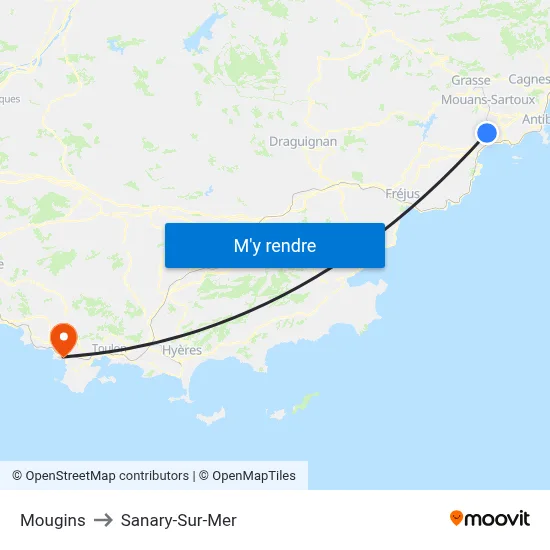 Mougins to Sanary-Sur-Mer map