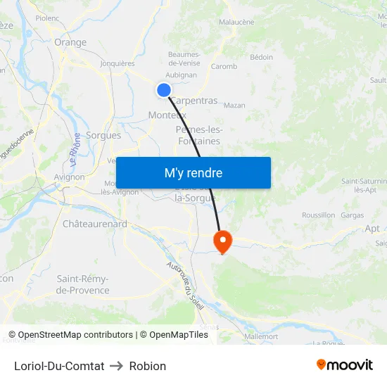 Loriol-Du-Comtat to Robion map